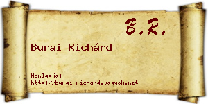 Burai Richárd névjegykártya